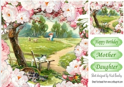 A stroll in a flower park framed with pink peonies 8x8