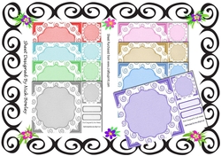 8 Lovely 8x8 coloured  sparkle diamond swirls card fronts  toppers and tags