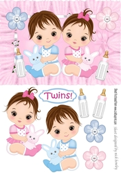 Cute twins little boy & girl (pink)