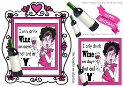 Lady in cerise, with wine in heart ornate frame