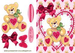 Cute Little Teddy Bear in Heart Frame