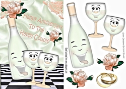 Happy Anniversary to THE HAPPY COUPLE with peach roses & toony champagne A5