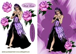 Pretty Lady in Purple Dress with Roses