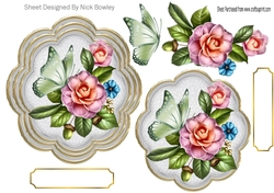 pretty flowers with butterflies topper/card fronts