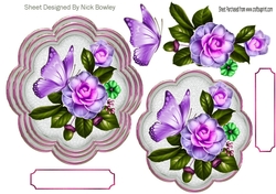 pretty lilac flowers with butterflies topper/card fronts
