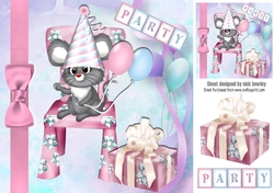 cute little mouses birthday with present 8x8