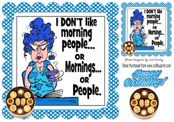 I Just Dont Do Mornings! Coffee with biscuits and blue rinse (blue polkadot) 8x8