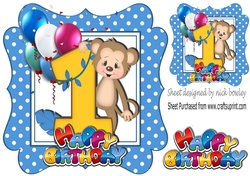 cute monkey birthday age (one blue) with balloons 8x8