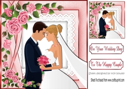 to the happy wedding couple with pink roses 8x8