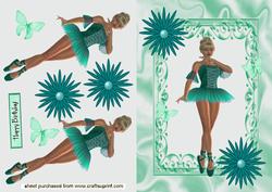 Ballerina in Sea Jade Flower Frame
