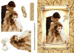 Vintage Wedding Couple on a Scroll