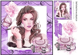 pretty girl with makeup and rose 8x8 (lilac)