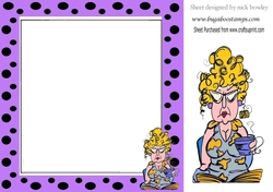 Grumpy Lady! dont do mornings in purple polka dot 8x8 insert