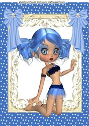 Cute Little Blueberry Girl A4 Topper