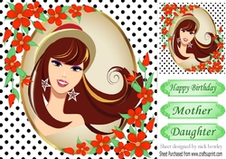 trendy lady with black polkadot and red flowers 8x8