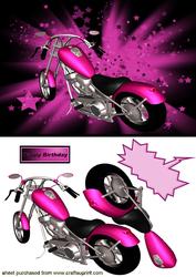Pink Starry Night with Motorbike
