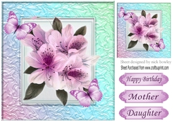 pretty rainbow frame with pink flowers & butterflies 8x8