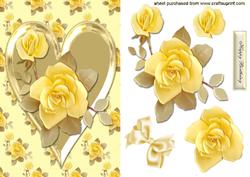 Yellow Roses in a Gold Heart
