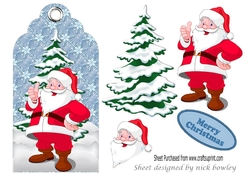 Lovely santa with christmas tree on a tag/topper