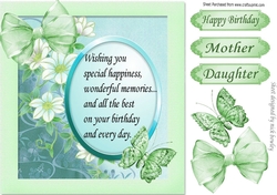 pretty green flowers with butterfly & verse topper 8x8