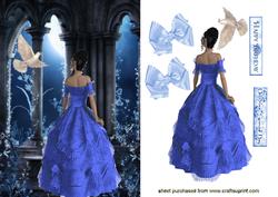 Pretty Lady in Blue Gown with Dove