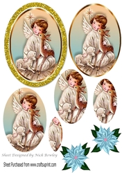Oval pyramids in glitter frame of a sweet angel & deer