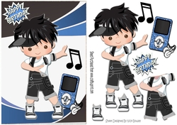 Hip Hop Boy Dancing in Blue/Black Abstract A5 Frame