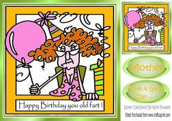 Friend Happy Birthday you old fart with pink balloons 8x8