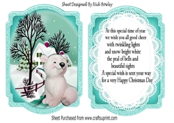 Cute little polar bear with snow scene turq bracket Card front/insert