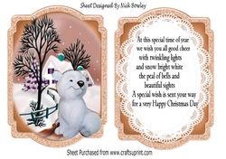 Cute little polar bear with snow scene brown bracket Card front/insert