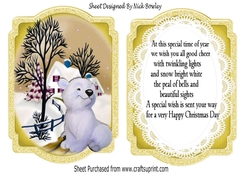 Cute little polar bear with snow scene gold bracket Card front/insert