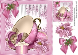 Santas Been! little mouse sleeping in a pink teacup 8x8