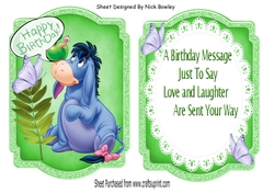 Lovely Eeyore with butterfly bracket card with insert