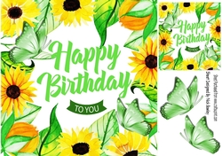 Sunny sun flowers and butterflies for you 8x8