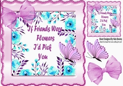 If Friends were Flowers!, Lilac bow in scalloped frame