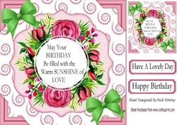 Birthday filled with sunshine and love floral green bow 8x8