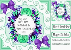 Birthday filled with sunshine and love floral purple bow 8x8