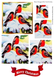 Lovely winter birds playing in the snow square pyramids