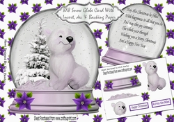 Cute polar bear in snow globe with tree (lilac) 8x8 Mini Kit