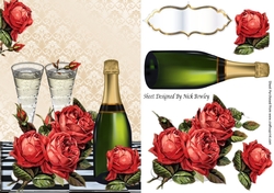 pretty red roses with champagne A5