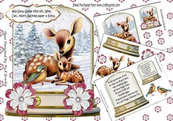 Cute baby deer with mum in snow globe with tree 8x8 Mini Kit (red)