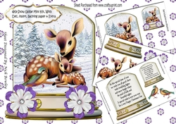 Cute baby deer with mum in snow globe with tree 8x8 Mini Kit (purple)