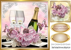 for a happy couple champagne & pink roses 8x8
