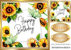 pretty sunflowers and butterflies in 8x8 frame 