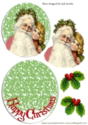 Vintage Santa with little girl rocker card