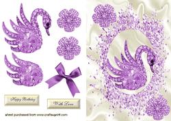 Purple Diamonte Swan