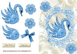 Turquoise Diamonte Swan