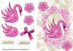 Pink Diamonte Swan