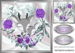 pretty deers with purple roses 8x8