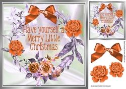 merry peach christmas with roses 8x8